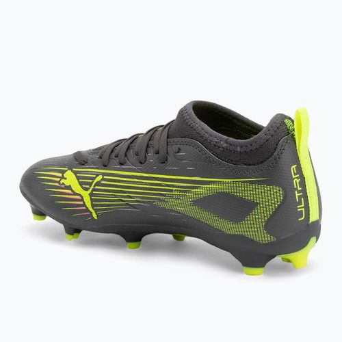 Buty piłkarskie dziecięce PUMA Ultra 5 Match FG/AG Jr matte aged silver/yellow alert/puma aged silver