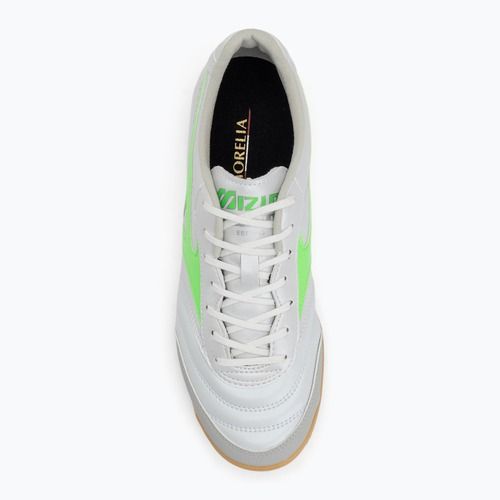 Buty piłkarskie męskie Mizuno Morelia Sala Pro IN white/neon green/galaxy silver