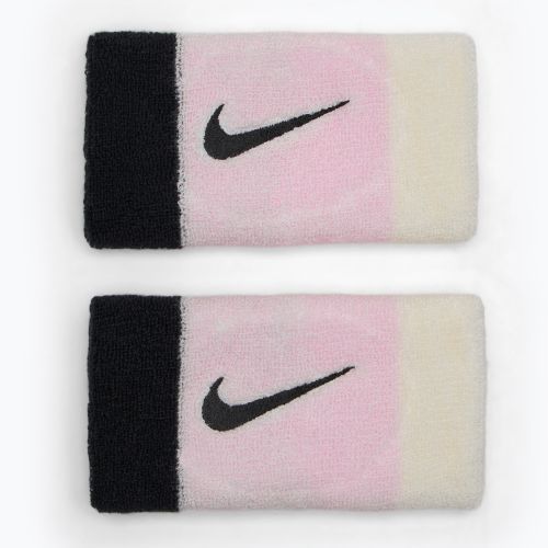 Frotki na nadgarstek Nike Swoosh Doublewide Wristbands 2 szt. pink foam/coconut milk/black