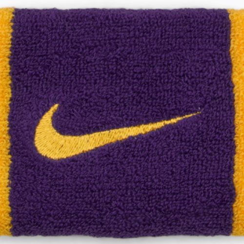 Frotki na nadgarstek Nike Swoosh Doublewide Wristbands 2 szt. university gold/court purple/university gold