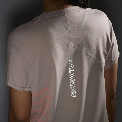 Koszulka do biegania damska Salomon Sense Aero Tee GFX etherea/neon flame