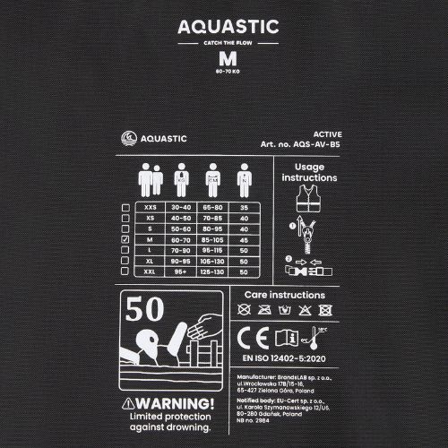 Kamizelka asekuracyjna AQUASTIC Active 50N czarny