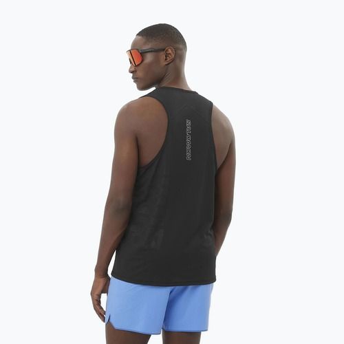 Koszulka do biegania męska Salomon Sense Aero Singlet GFX deep black