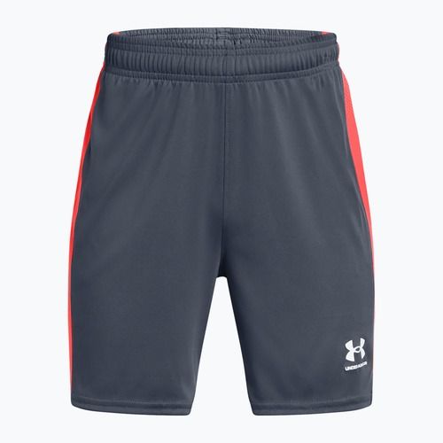Spodenki piłkarskie dziecięce Under Armour Challenger Knit downpour gray/fire/white