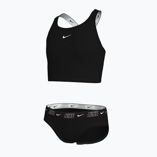Strój pływacki dwuczęściowy dziecięcy Nike Logo Tape Crossback Midkini black