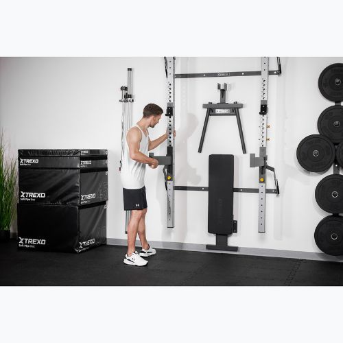 Klatka ścienna TREXO Mercury w zestawie z ławką i wieszakiem na talerze czarny