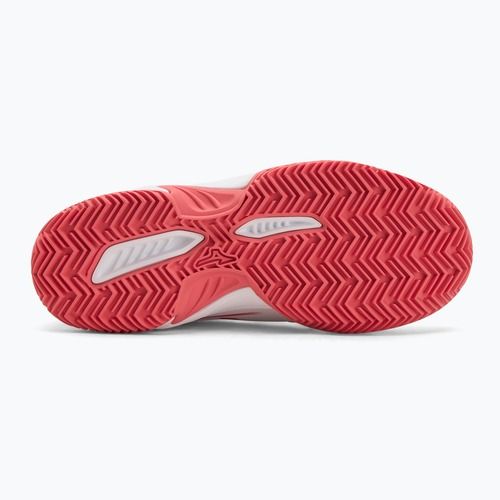 Buty do tenisa dziecięce Mizuno Break Shot 5 Jr CC white/blue granite/calypso coral