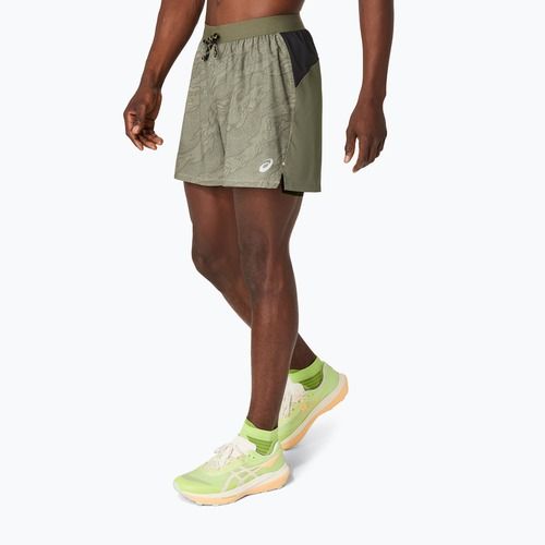 Spodenki do biegania męskie ASICS Fujitrail All Over Print 5IN mantle green
