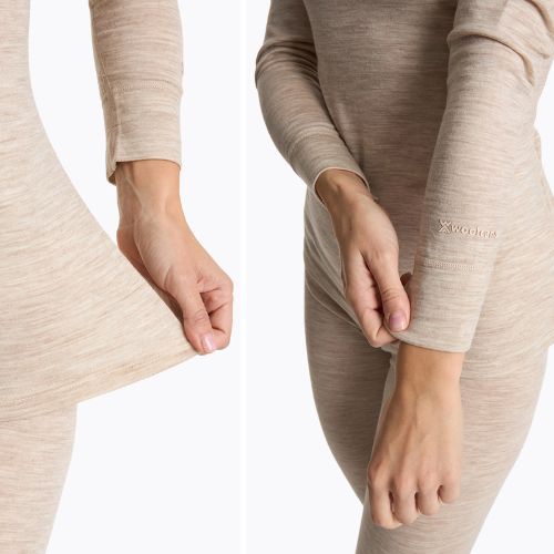 Komplet bielizny termoaktywnej damskiej WOOLCANO Merino 100% SET0543 beżowy