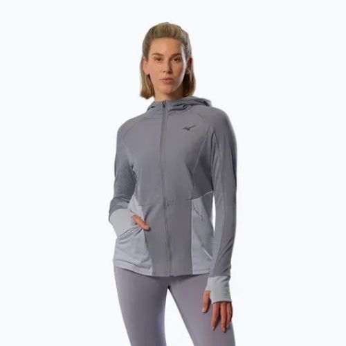 Kurtka do biegania damska Mizuno Active Warm Hybrid Full Zip Hooded quicksilver