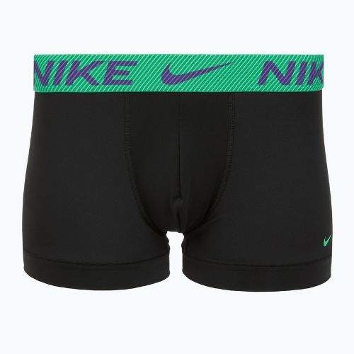 Bokserki męskie Nike Dri-Fit Essential Micro Trunk 3 pary black green shock/wild violet/black text wb