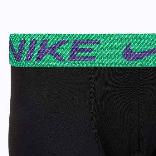 Bokserki męskie Nike Dri-Fit Essential Micro Trunk 3 pary black green shock/wild violet/black text wb