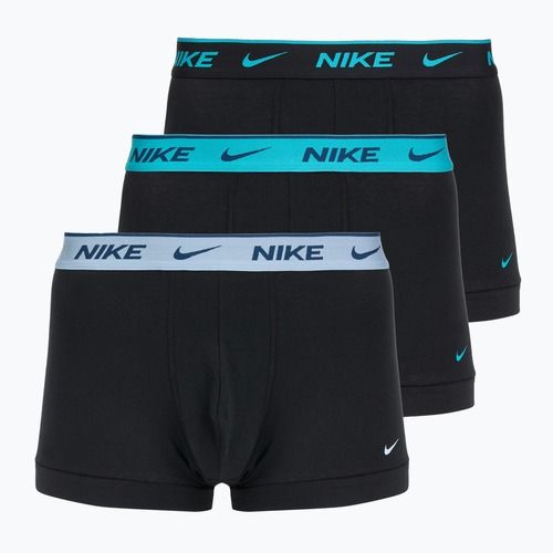 Bokserki męskie Nike Everyday Cotton Stretch Trunk 3 pary black light amry blue/dusty cactus/black waistband