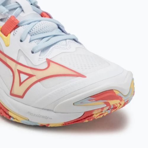 Buty do siatkówki damskie Mizuno Wave Lightning Z8 Mid white/calypso coral/pale banan