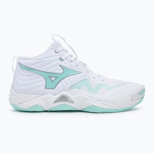 Buty do siatkówki damskie Mizuno Wave Momentum Elite Mid white/blue tint