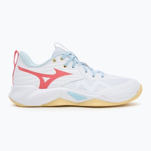 Buty do siatkówki damskie Mizuno Wave Momentum Pro white/calypso coral/pale banan