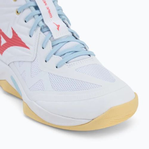 Buty do siatkówki damskie Mizuno Wave Momentum Pro Mid white/calypso coral/pale banan