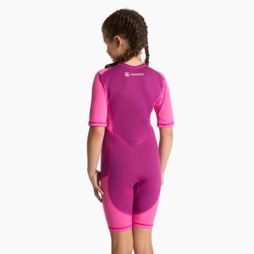 Pianka do pływania dziecięca AQUASTIC surfingowa z neoprenu 1.5 mm WAVEY różowy
