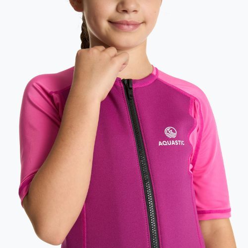 Pianka do pływania dziecięca AQUASTIC surfingowa z neoprenu 1.5 mm WAVEY różowy