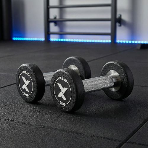 Hantel żeliwny gumowany XTREXO Pro 2 kg czarny