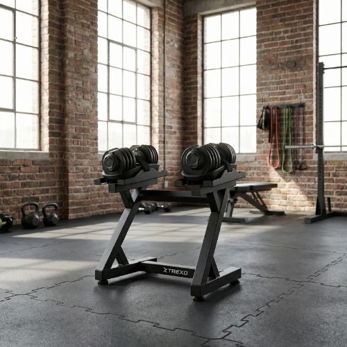 Stojak na hantle regulowane XTREXO czarny
