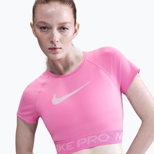 Top treningowy damski Nike Pro Dri-Fit Graphic Cropped playful pink/pink foam/white
