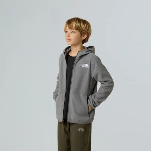 Bluza polarowa dziecięca The North Face Teen Glacier Full Zip Hoodie mid grey heather