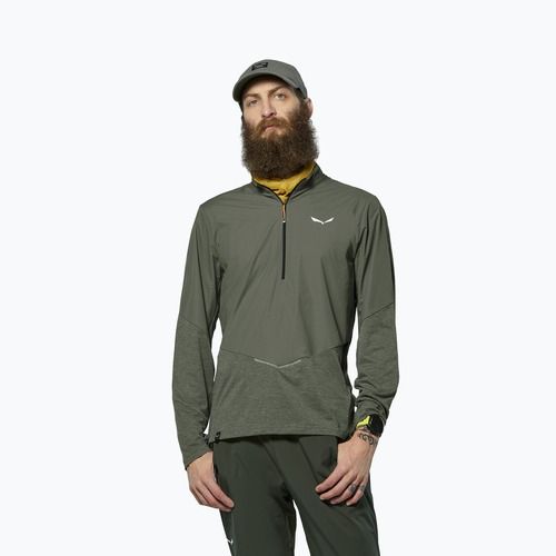 Longsleeve męski Salewa Pedroc Dry Wind Half Zip Tee faded green