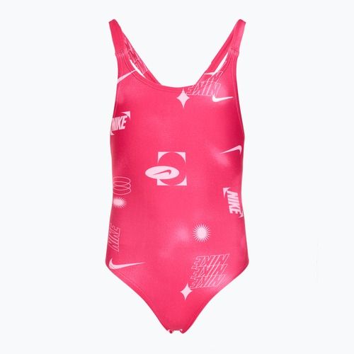 Strój pływacki jednoczęściowy dziecięcy Nike Hydrastrong Fastback rush pink