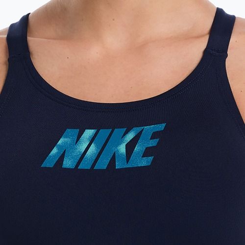 Strój pływacki jednoczęściowy damski Nike Hydrastrong Logo Graphic Fastback midnight navy