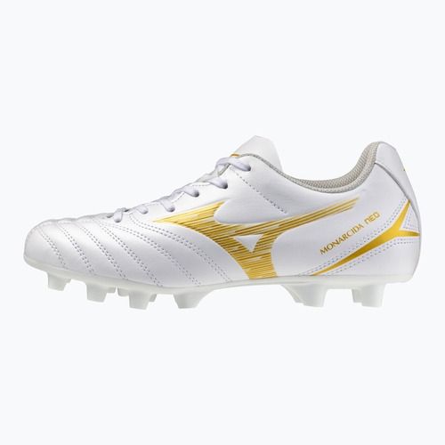 Buty piłkarskie dziecięce Mizuno Monarcida Neo III Select FG white/mp gold