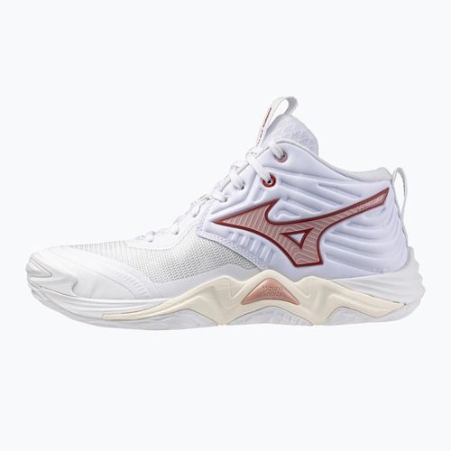 Buty do siatkówki damskie  Mizuno Wave Momentum Elite Mid white/rose elegance/lava falls