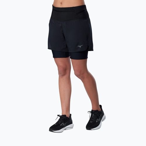 Spodenki do biegania damskie Mizuno Trail Multipocket 2in1 black