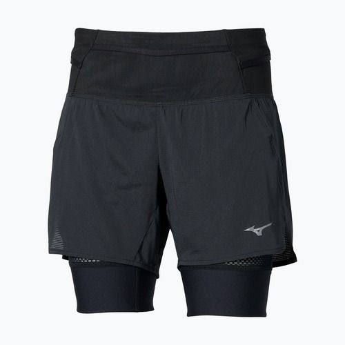 Spodenki do biegania damskie Mizuno Trail Multipocket 2in1 black