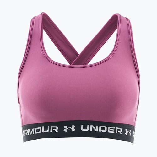 Biustonosz treningowy Under Armour Crossback Mid fuchsia dusk/black/white