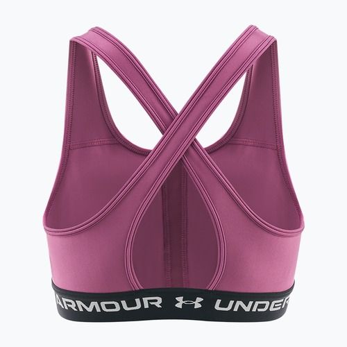 Biustonosz treningowy Under Armour Crossback Mid fuchsia dusk/black/white