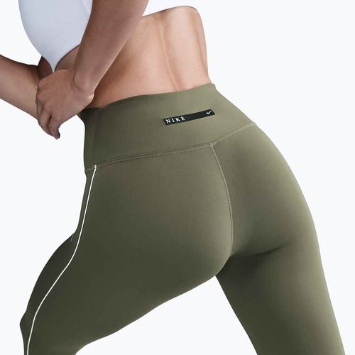 Legginsy damskie Nike One High-Waisted medium olive/white