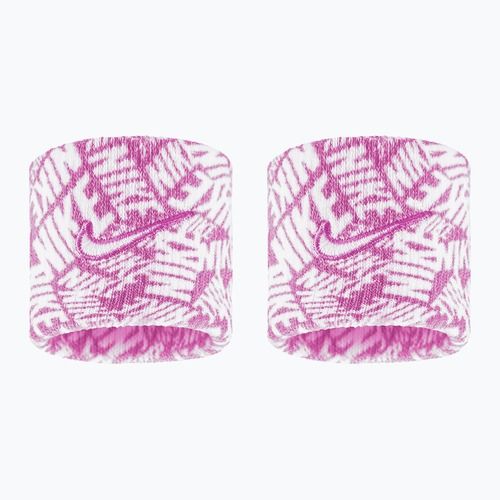 Frotki na nadgarstek Nike Dri-Fit Swoosh Classic Printed Wristbands 2 szt. playful pink/white/white
