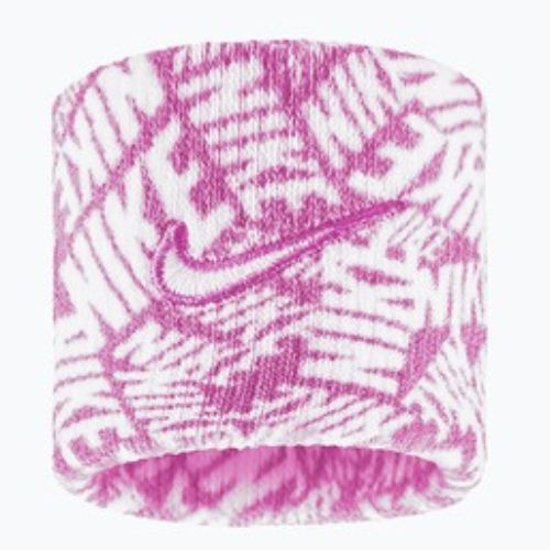 Frotki na nadgarstek Nike Dri-Fit Swoosh Classic Printed Wristbands 2 szt. playful pink/white/white