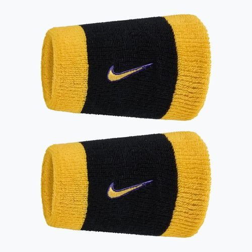 Frotki na nadgarstek Nike Swoosh Classic Doublewide Wristbands 2 szt black/court purple university gold