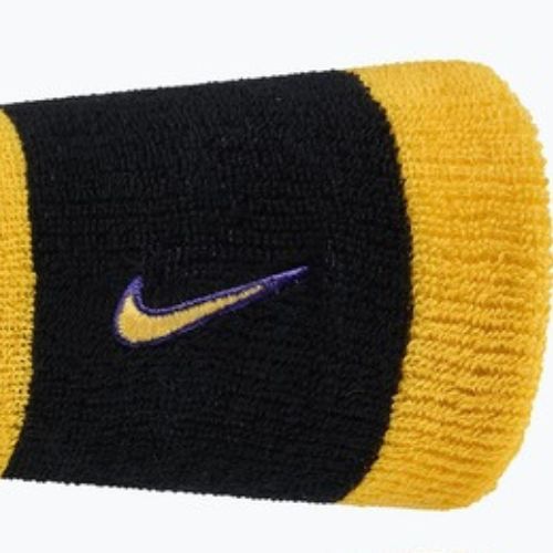 Frotki na nadgarstek Nike Swoosh Classic Doublewide Wristbands 2 szt black/court purple university gold