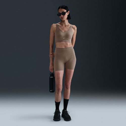 Biustonosz treningowy Nike Alate Medium Support Longline mink brown/white