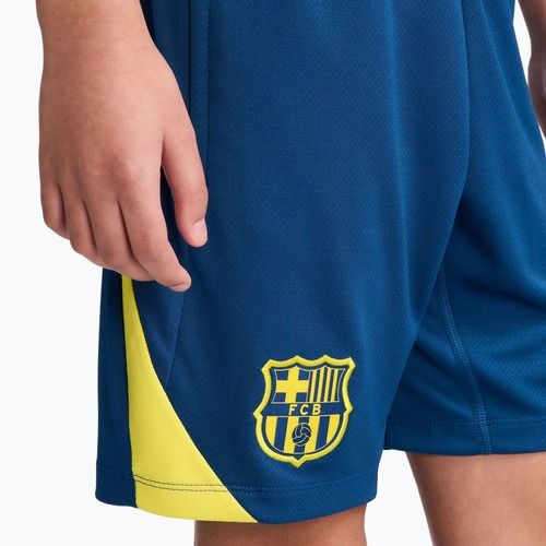 Spodenki piłkarskie dziecięce Nike FC Barcelona Strike SE Jr gym blue/opti yellow/opti yellow