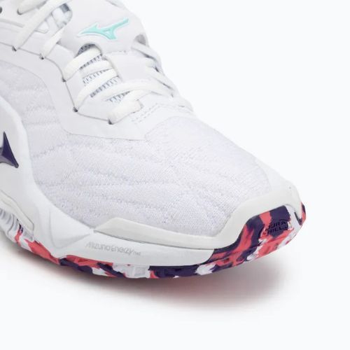 Buty do piłki ręcznej Mizuno Wav Stealth Neo 2 white/violet indigo/camellia rose