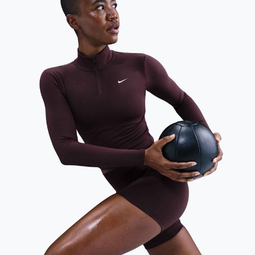 Longsleeve damski Nike One Fitted Dri-Fit 1/4 Zip Mid Layer burgundy crush/white