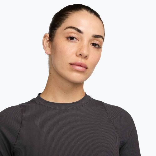 Koszulka damska Nike Zenvy Rib Dri-Fit thunder grey/white
