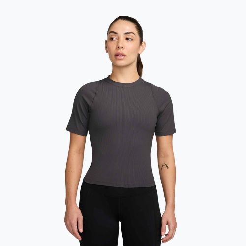 Koszulka damska Nike Zenvy Rib Dri-Fit thunder grey/white