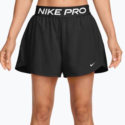 Spodenki treningowe damskie Nike Pro Dri-Fit Mid-Rise Brief-Lined 3" black/white