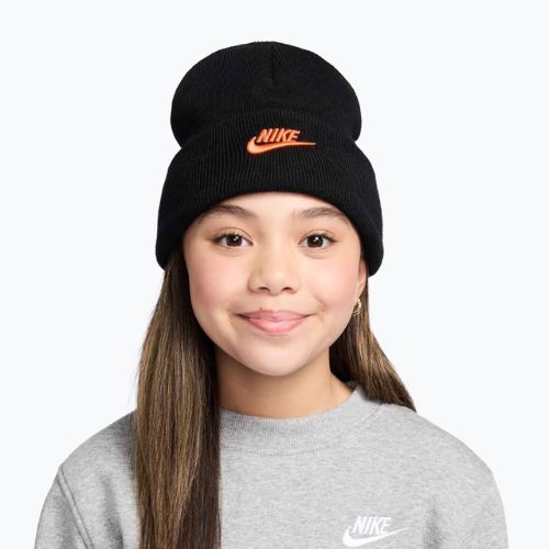 Czapka zimowa dziecięca Nike Peak black/safety orange