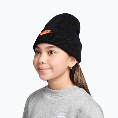 Czapka zimowa dziecięca Nike Peak black/safety orange